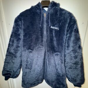 Supreme Dark Blue Faux Fur Inverted Jacket